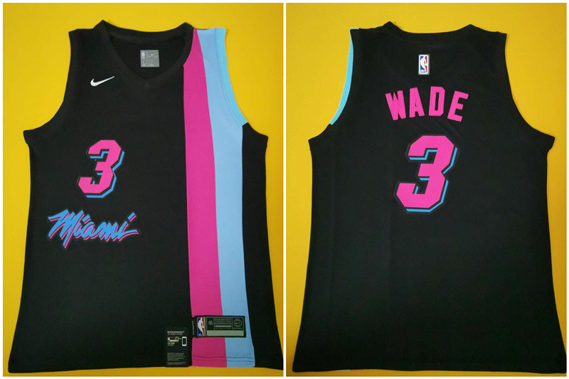 Custom Men Miami Heat #3 Dwyane Wade Black Nike Swingman NBA Jersey->customized nba jersey->Custom Jersey